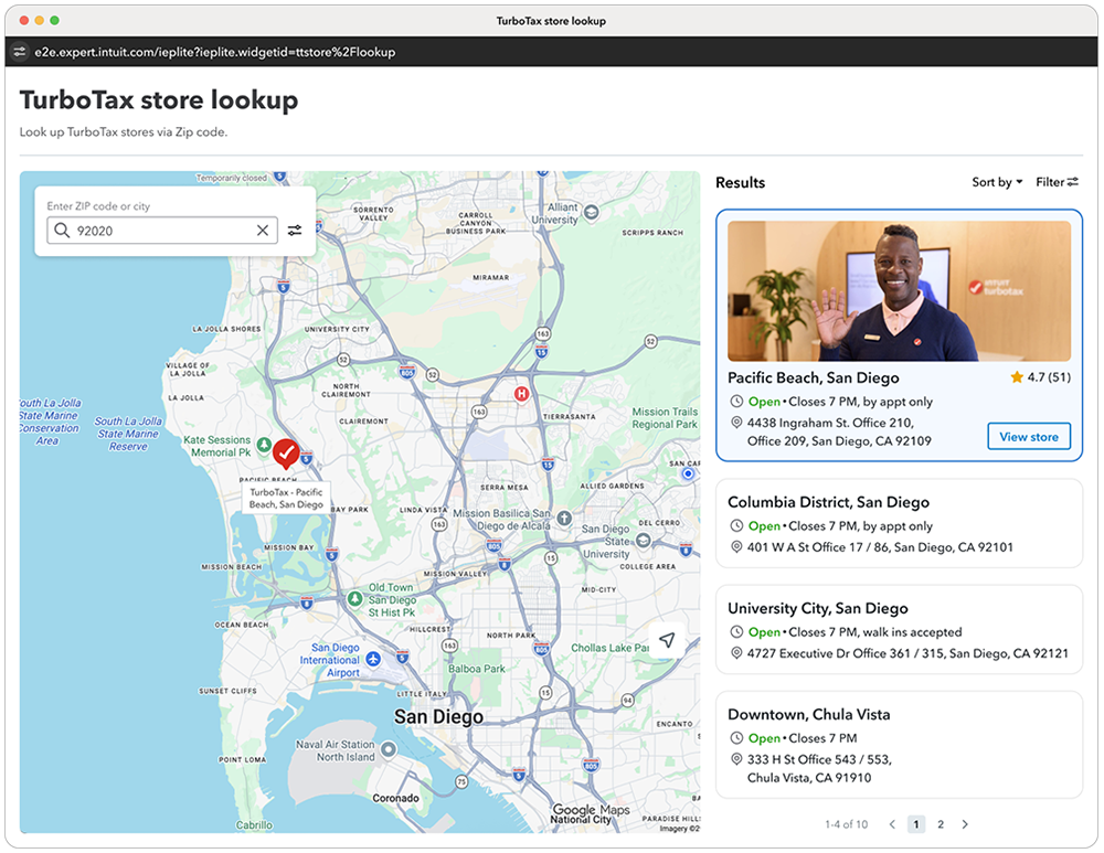 Store locator for in-person expert booking